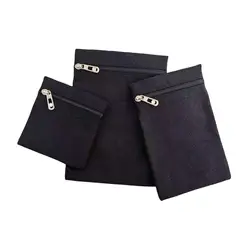 Sew - In Zippered Pocket Set - Secure Travel Wallet & Inner Clothing Pockets (Black)
