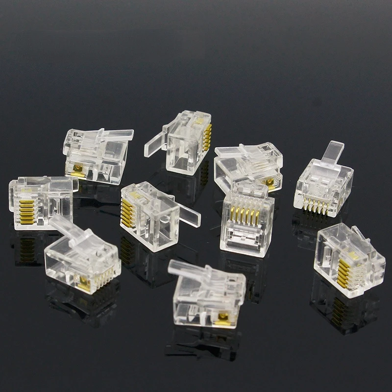 

10pcs 6P6C 6 Pins 6 Contacts RJ11 Telephone Modular Plug Jack,RJ11 Connector