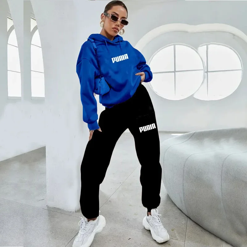New spring and winter leisure sportswear set PUAIA printed men's and women's high-quality hoodie printed set 3