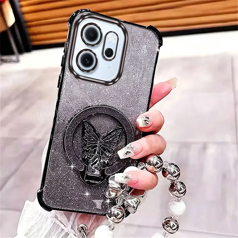 Pearl Butterfly Lanyard Phone Holder Case