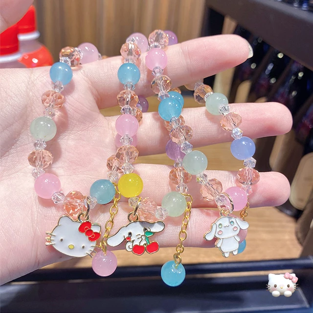 Sanrio Hello Kitty Beads Bracelets Bangle Cinnamoroll Kuromi Accessories Hello  Kitty Things Bangle Sweet Y2K Kawaii Melody Gifts - AliExpress