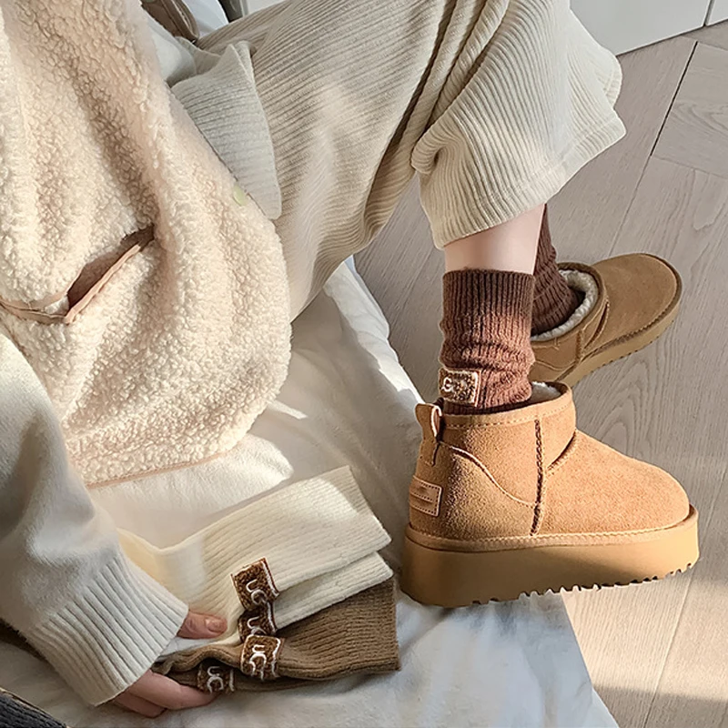 3 Pairs Wool Cashmere Socks Women Solid Thick Pile Socks Embroidered Logo Mid-Calf Casual Snow Boot women socks