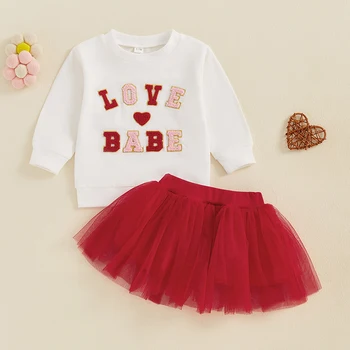 Girls' Valentine Sweatshirt & Tulle Skirt Set 1