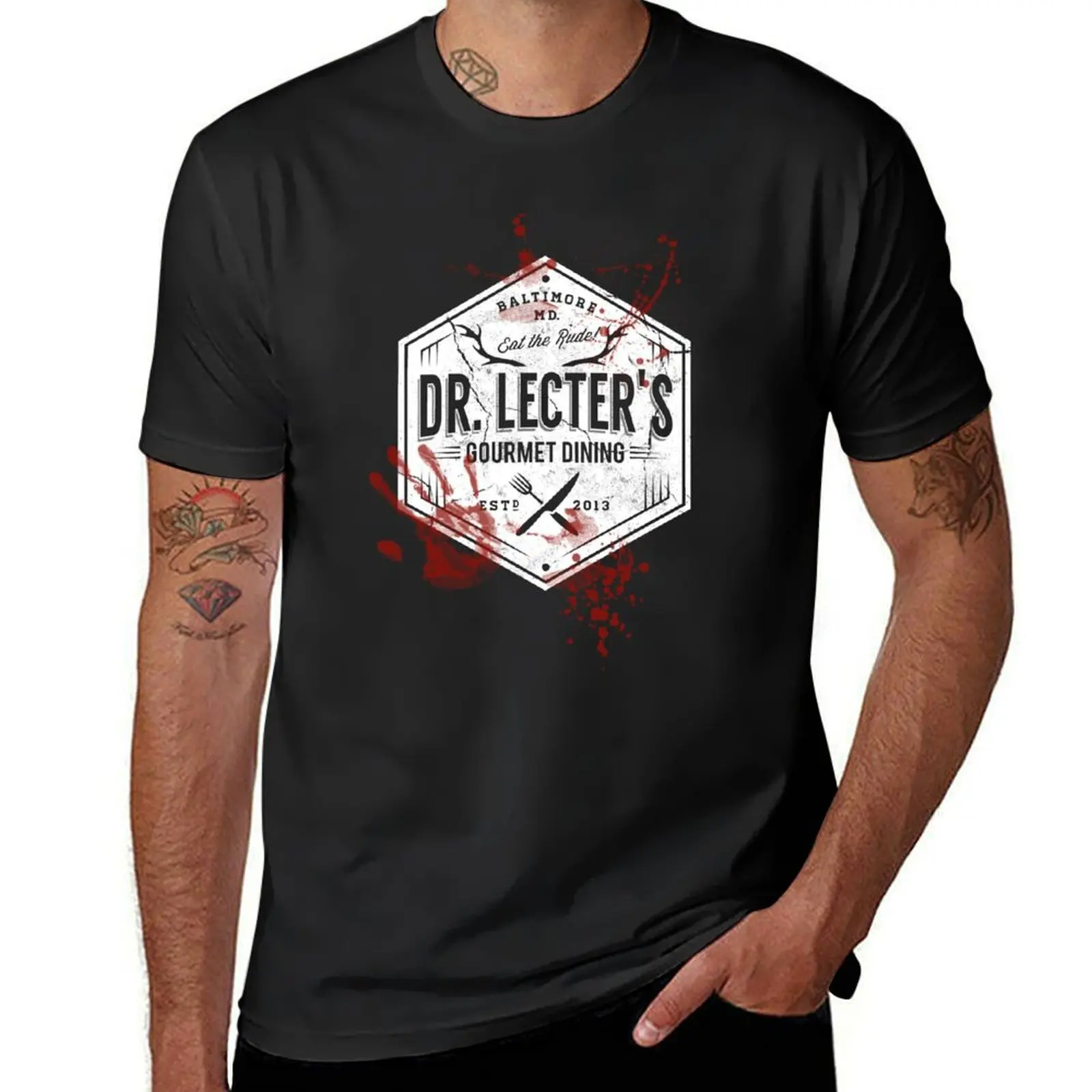 цена Мужская футболка с изображением гурмана Dr Lecter, белая футболка большого размера в стиле аниме