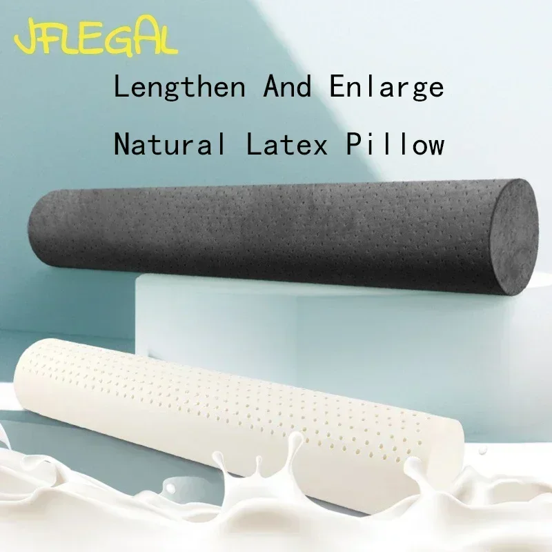 

JFLEGAL Long Latex Neck Pillow Cervical Spine Support 100x20cm Cylindrical Pillow Protect Lumbar Waist Cushion Bolster Sleep