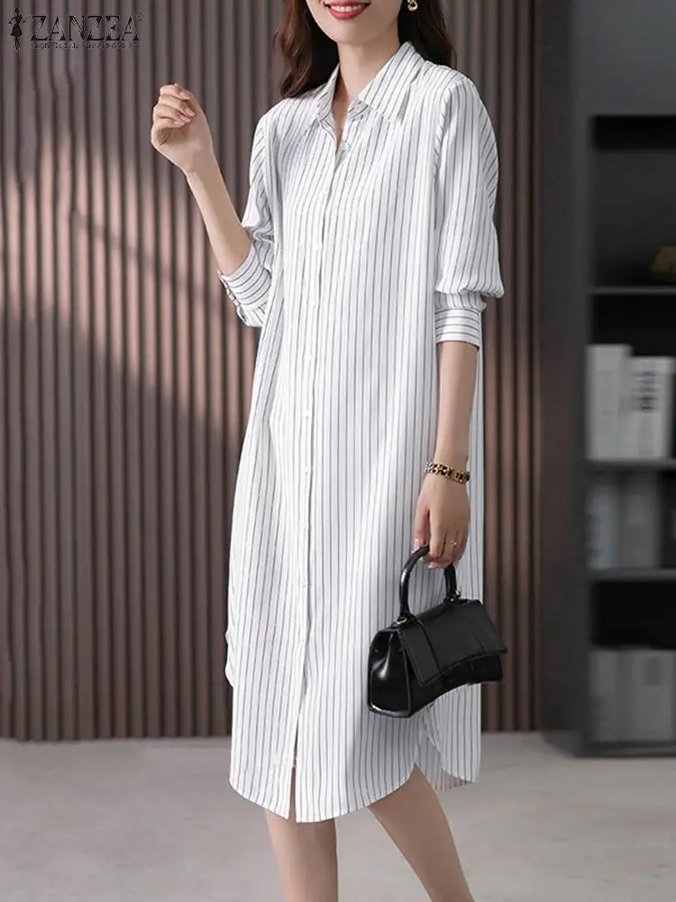 Luna – Élégante Robe Chemise Rayée