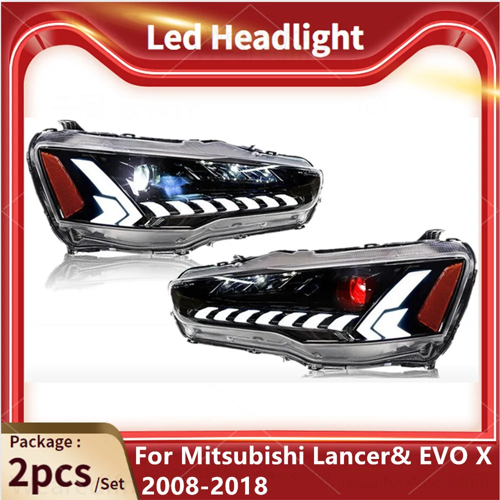 

LED Headlights Assembly For Mitsubishi Lancer EVO X 2008-2018 DRL Start Up Animation LED Sequential Turn Signals Plug And Play