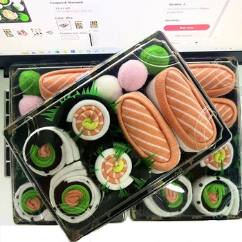 크리스마스 스시 양말 절묘한 스시 상자, 남녀공용 커플 양말, 재미있는 선물 상자, 겨울 장식, 3 개, 4 개, 5 개