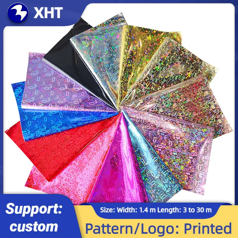 

30*135cm Holographic Glossy Arabic Numerals Digital Designs PU Faux Leather Sheets Fabric for Making Bag Decoration Craft