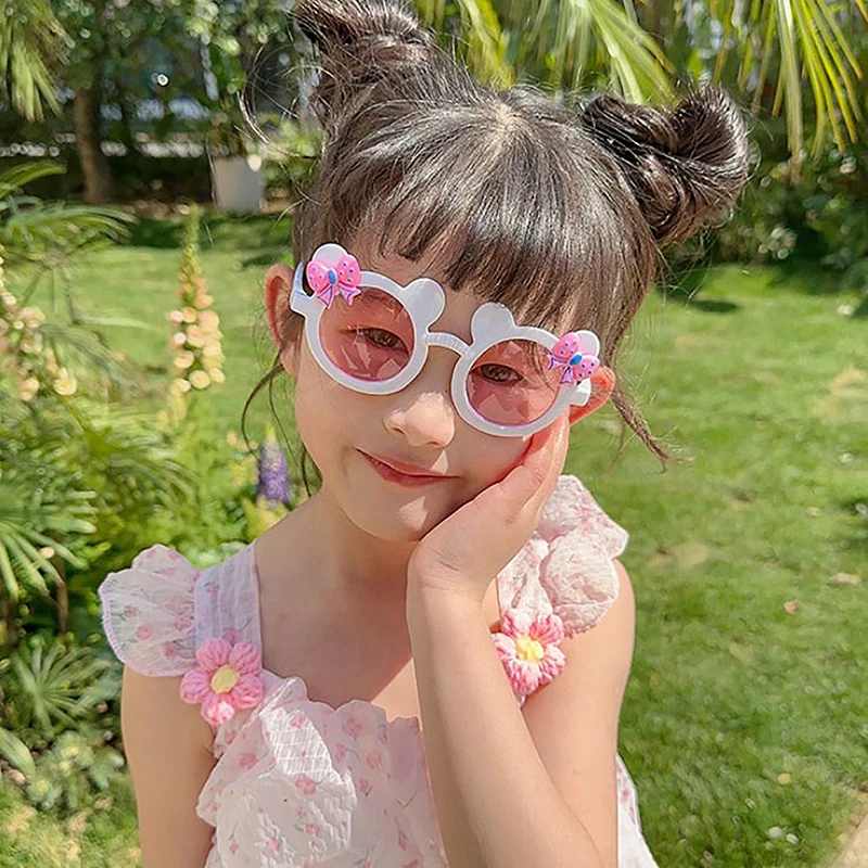 

Cartoon Goggles Colorful Summer Sunglasses Childrens Sunglasses Clear Vision Party Kids Glasses Bow Cartoon Fashion Round Frame