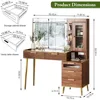 47.24" Big Modern Vanity Desk with Mirror and Lights,Makeup Vanity Desk with 5 Drawers and Storage Shelves & Power Outlet 2