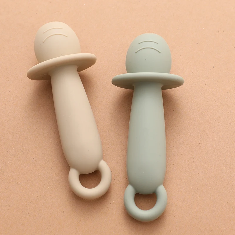 100% Silicone Self Feeding Spoons for Baby Infant Soft-Tip Training Spoon Toddler Starter Led Weaning 2pack 3