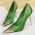 Shoes Metal Pointed End Women Pumps Silks Satins High Heels Ethnic Style Women Stilettos Heels 10 Cm Banquet High Heels