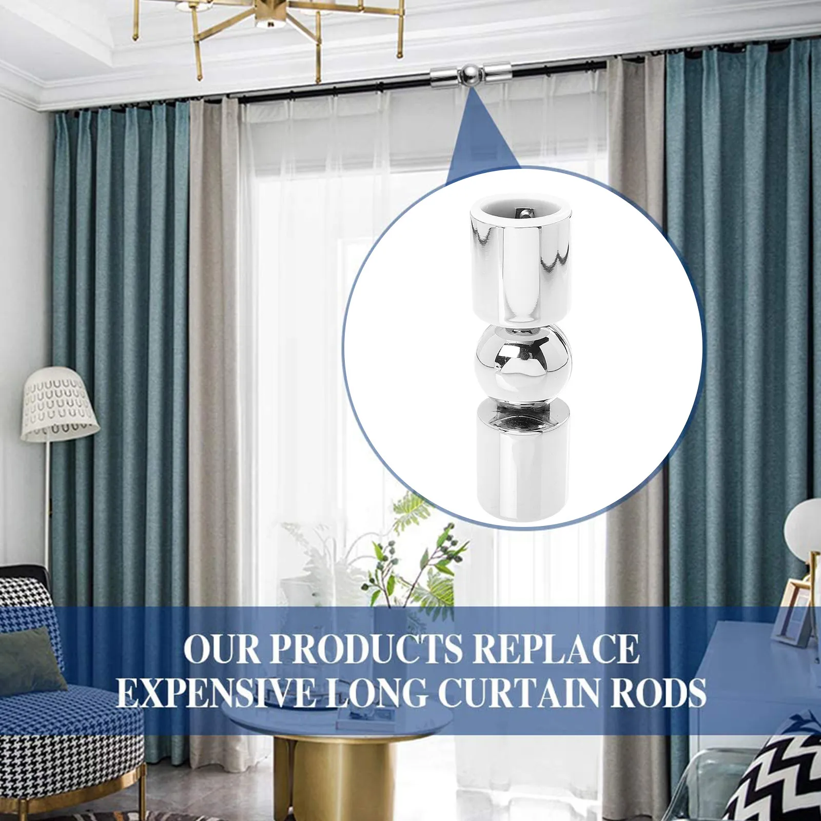 스무스 마감 스테인리스 스틸 커튼 봉 엘보 커넥터, 침실, 거실, 다이닝룸용 조절 가능한 힌지형 코너 커넥터