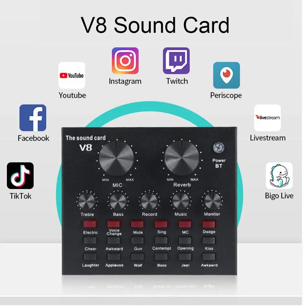 Audio Mixer Audio Interface USB External Headset Microphone Webcast Live Broadcast Sound Card for Phone Computer