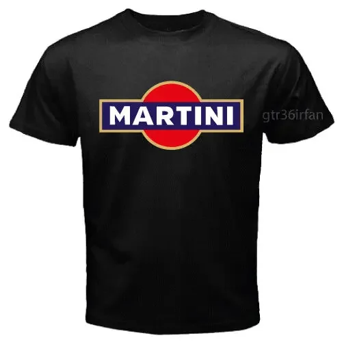 New Martini Cocktail Vintage Racing Logo T Shirt Nera