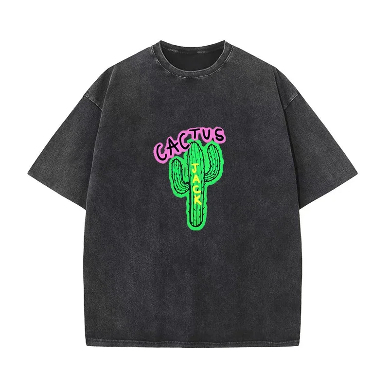 Винтажная хлопковая Футболка 230 г с коротким рукавом Cuctus Y2K, американская Ретро футболка для мужчин и женщин, летние футболки в стиле хип-хоп, футболки в стиле Харадзюку