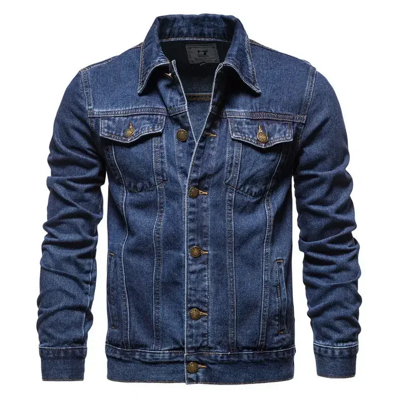 Abrigo de jeans para hombre, chaqueta vaquera azul ajustada con botones, chaqueta vaquera para hombre, precio barato y moderno, ropa de abrigo de invierno de una pieza más barata, nueva G
