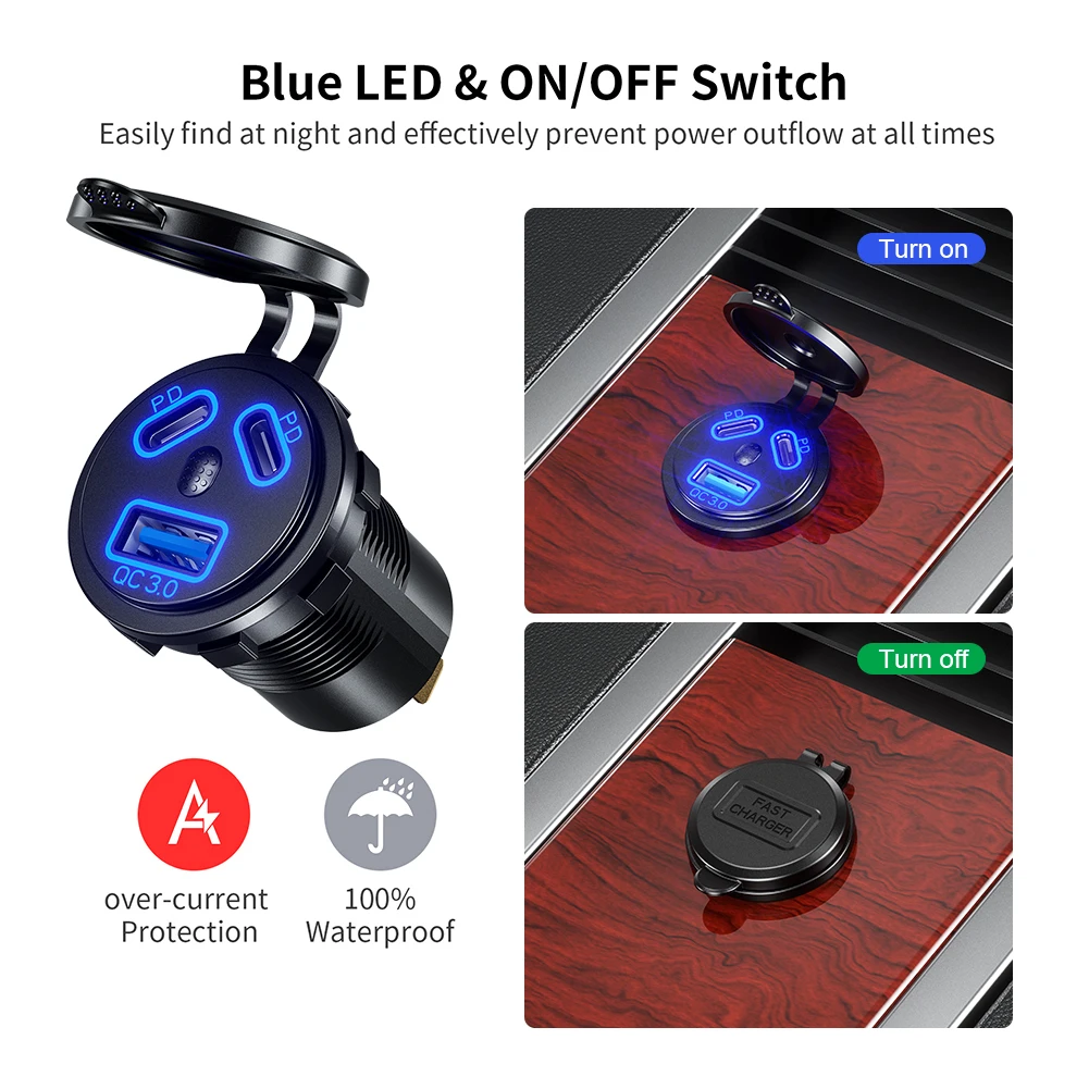 USB    PD CŸ   , QC3.0   , IP66 ,  ؾ , 45W