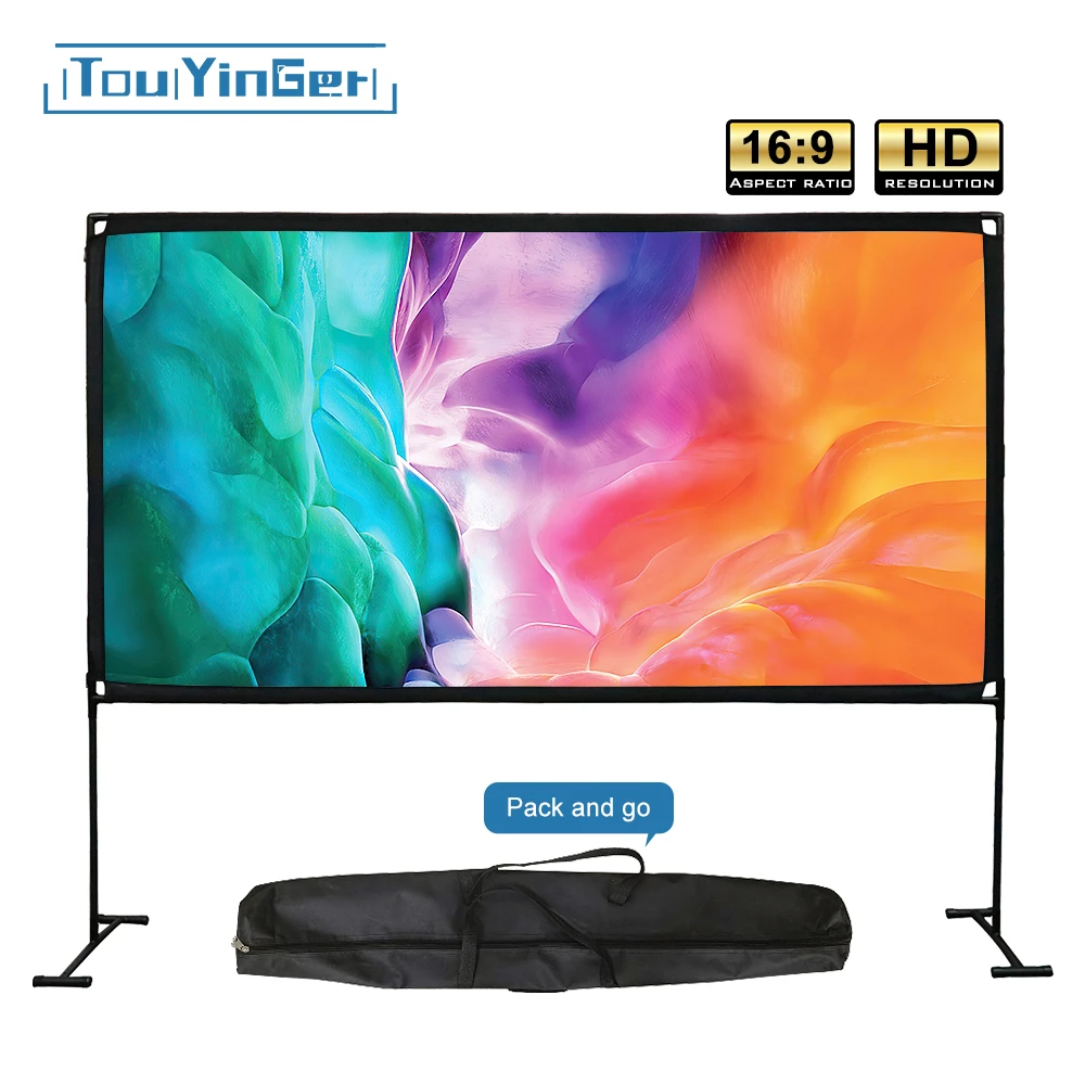 【マスキング】 プロジェクタースクリーン 120インチ ポータブル 169 ホームシアター 映画 会議室 持ち運び 4K フルハイビジョン