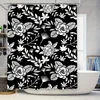 Black White Floral Shower Curtain Fabric Decor for Bathroom Extra Long Size Customize Option Available 1