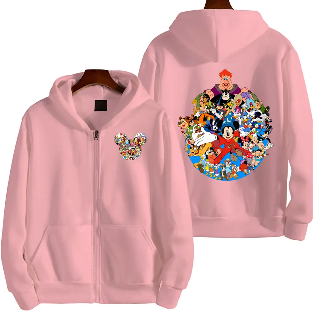 

Spring and Autumn 2024 New Men's Kawaii Mickey Mouse Zipper Hoodie Couple Street Leisure Sports Unisex Hoodie