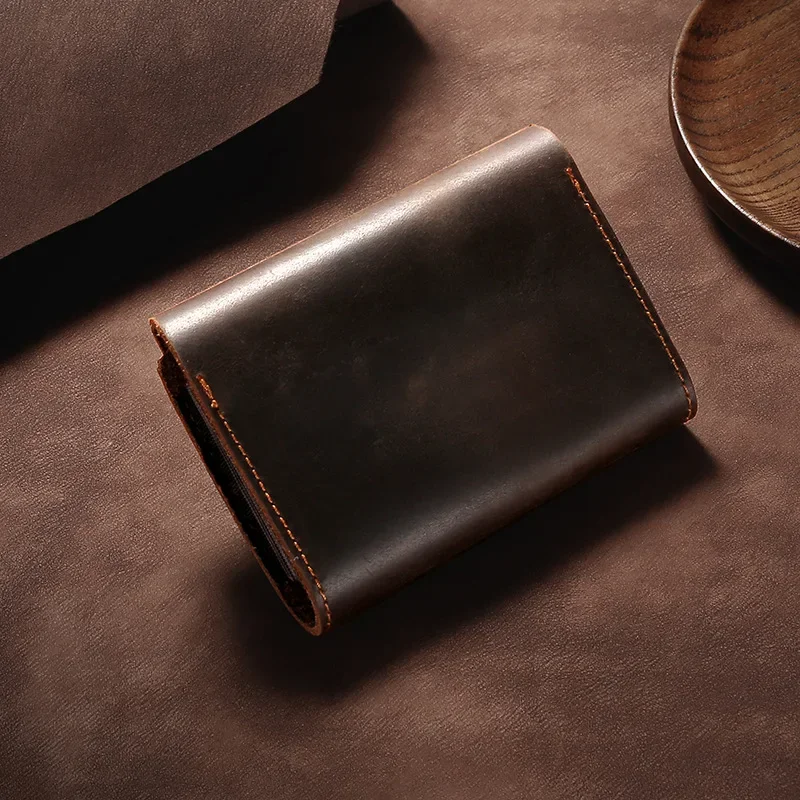 Handmade Leather Card Holder Wallet for Men Vintage Business Card Holder Wallet Genuine Leather