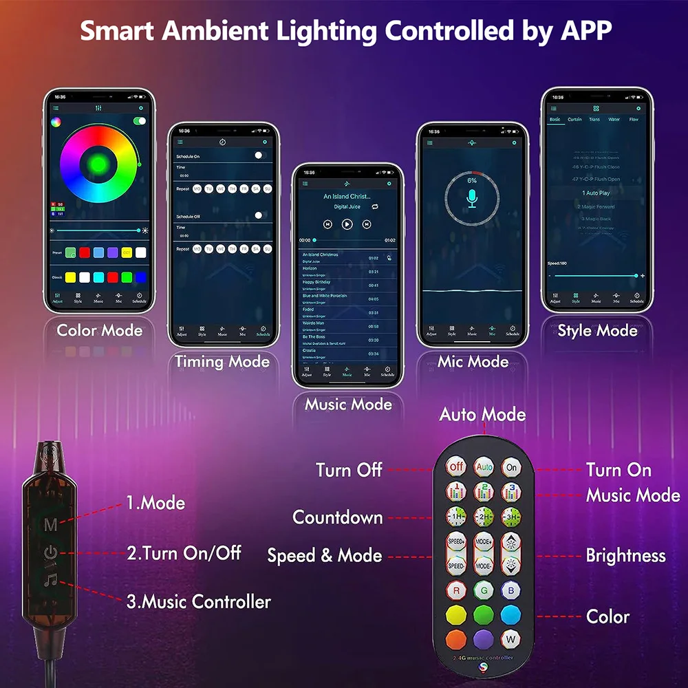 Smart LED Light bar RGB Smart 16 color TV Backlights Remote Music Sync luci di gioco Rhythm Ambient Pickup Lamp Mood Lighting