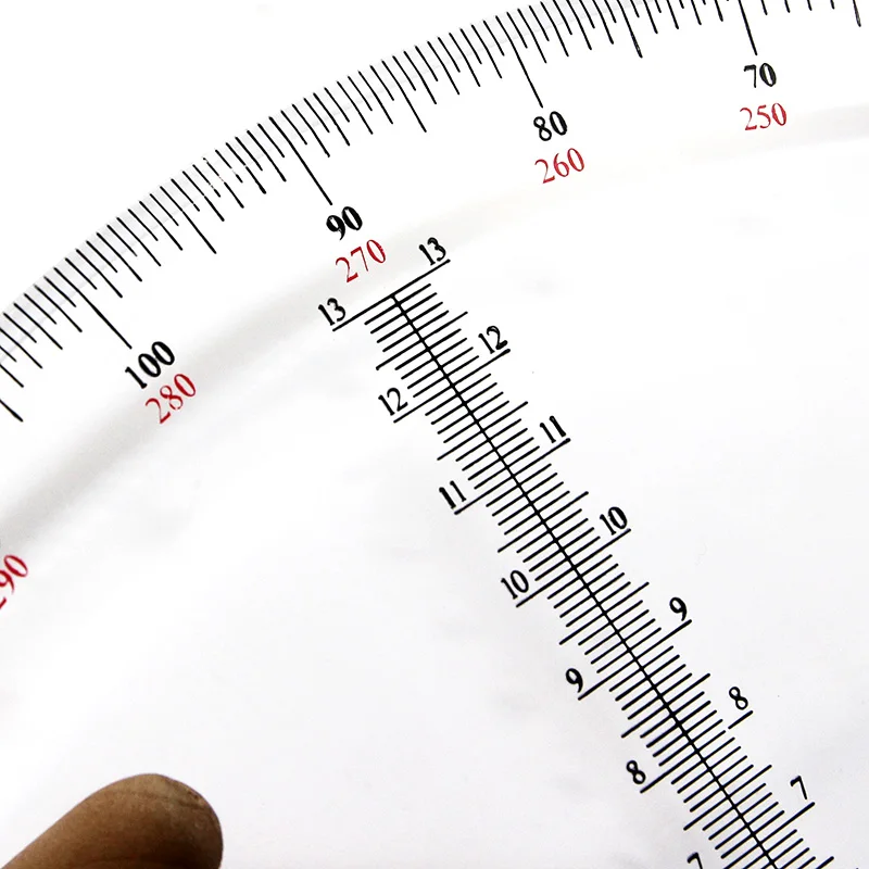 Transparent organic material 180 degrees semicircular protractor diameter 30 cm large measuring instrument