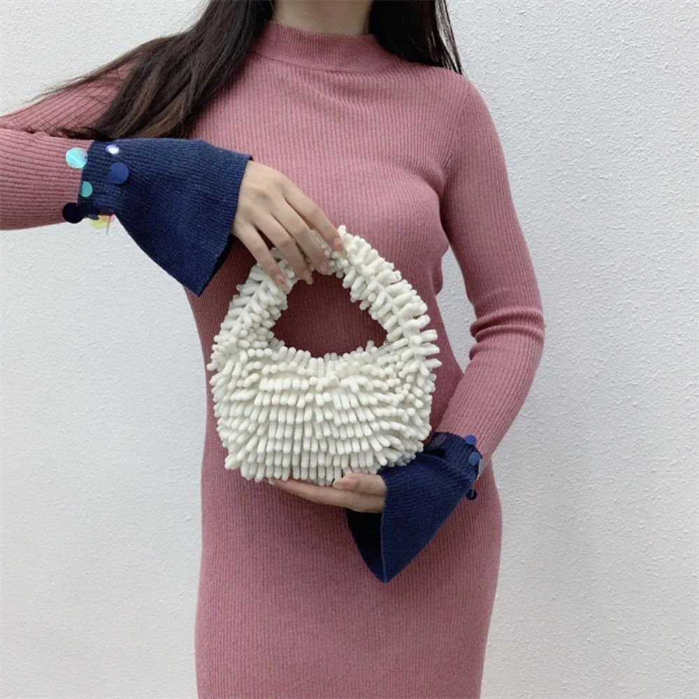 

Яркая плюшевая Швабра карамельных цветов, плюшевая сумочка на молнии, сумка из искусственного меха, симпатичный квадратный кошелек на молнии, зима