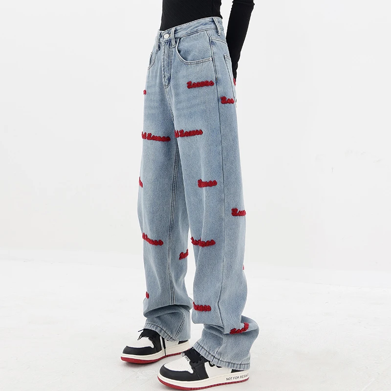 Blue High Waist Jeans For Women Summer 2023 Fashion Y2k Streetwear Korean Baggy Denim Pants Straight Leg Trousers Boyfriend Jean