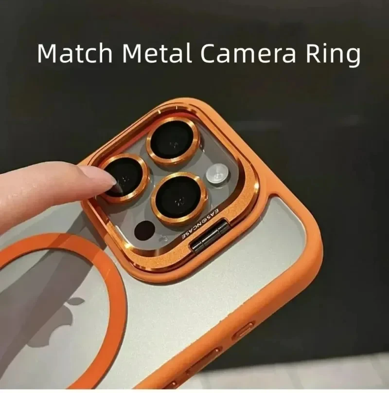 Case For iPhone 15 Pro Max iPhone 15 Pro 14 13 12 Case Clear Camera Lens Protector Magnetic Magsafe Stand Stash Stand Phone Cove