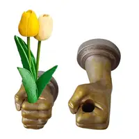 Wall Sculpture Flower Vase Resin Fist Shape Flower Arranger Hand Sculpture Plant Holder Home Decorations 1