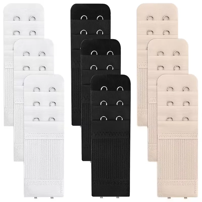 9pcs Bra Extenders 2 Hooks 3 Rows  Women'S  And Comfortable Elastic Adjustable Back Buckle Hooks Bra Strap Extenders Bra Buckles