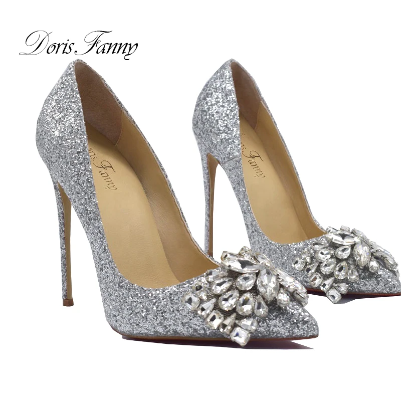 

Doris Fanny Pointed Toe Silver Crystal High Heel Shoes Stiletto Bride Shoes for Wedding Party