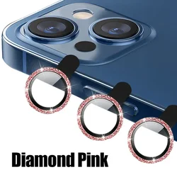 Premium Camera Lens Protector Glass with Metal Ring Film - iPhone 15 Pro Max (Diamond Pink)
