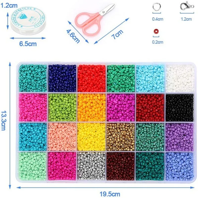24 grids Czech Glass Seed Beads Kit Jewelry Beads Set Letter Loose Spacer For Bracelet Necklace Jewelry Making DIY