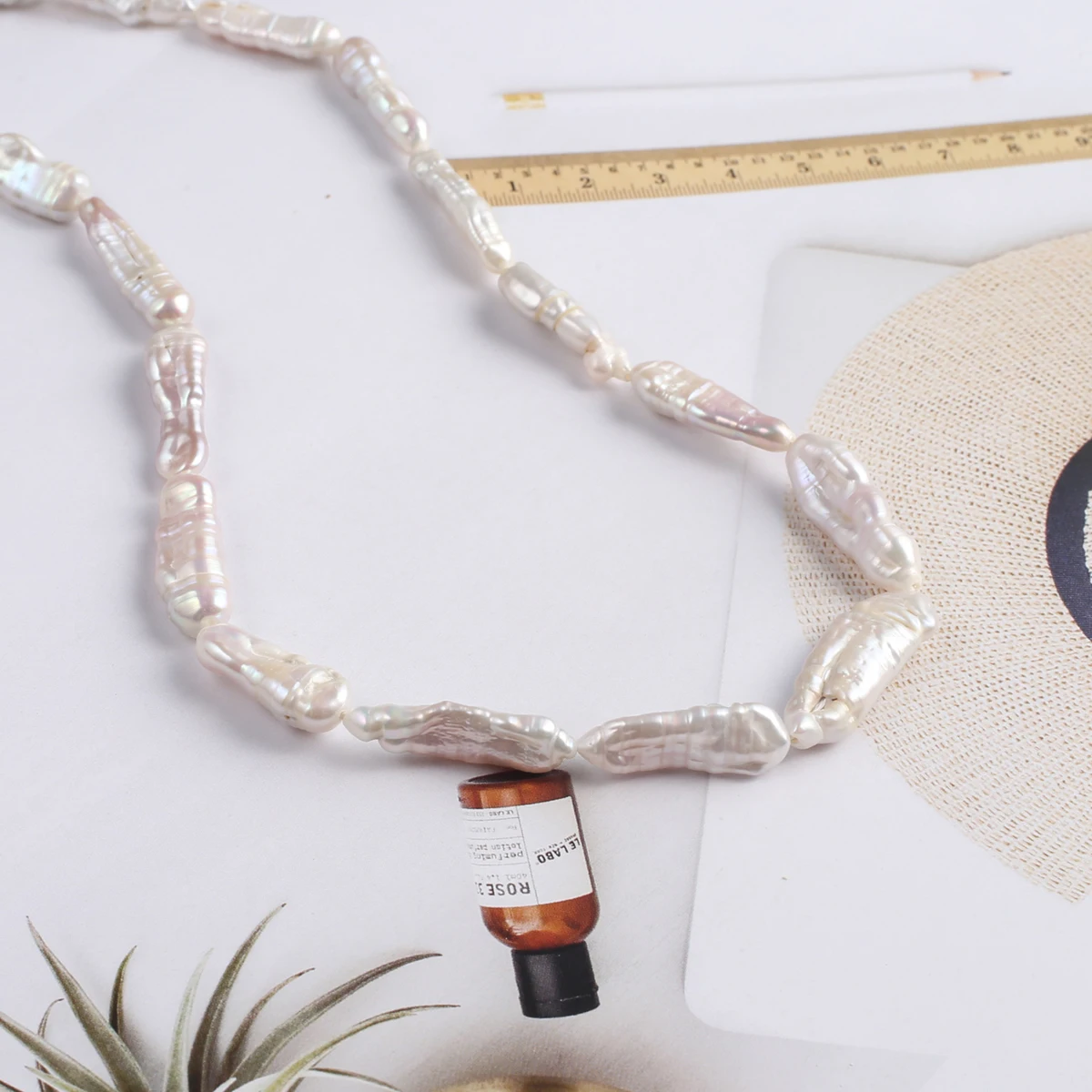 Natural White Baroque Pearl Beads Stick Loose Hole Bead for Trendy Jewelry Making Diy Women Necklace Bracelet Gifts