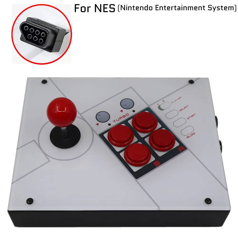 Rac-J600S-Nes 6 Pulsanti 7 Pin Hitbox Stick Arcade Game Joystick Controller Pannello Opere D'Arte Per Nes Originale