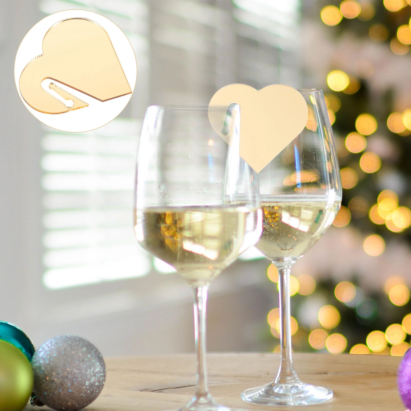 

50Pcs Acrylic Drink Tags Heart Shaped Wine Charms Champagne Glass Marker Love Wine Glass Charms Stem Glasses Marker Bar Wedding