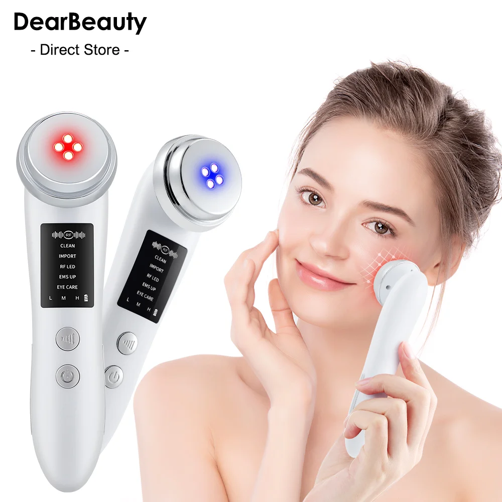 5 in 1 RF&EMS Micro-Current Face Lifting Device Vibration LED Photo Therapy Skin Rejuvenation Wrinkle Remover Facial Massager