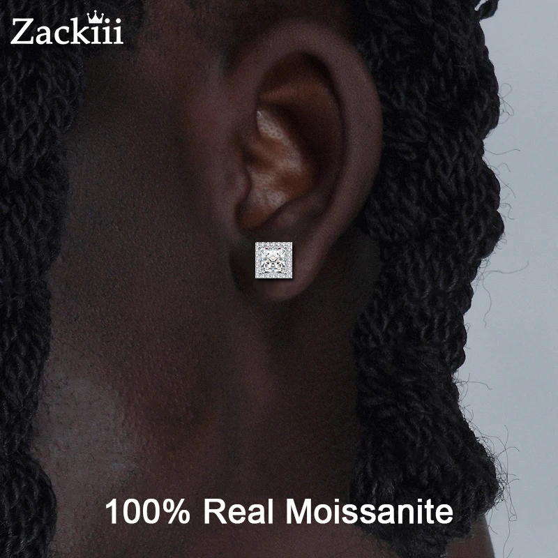 Ice Out Moissanite Earrings Men Boys Hiphop Cool Ear Studs Diamond Test Pass GRA Certified Moissanite Earring Fine Jewelry
