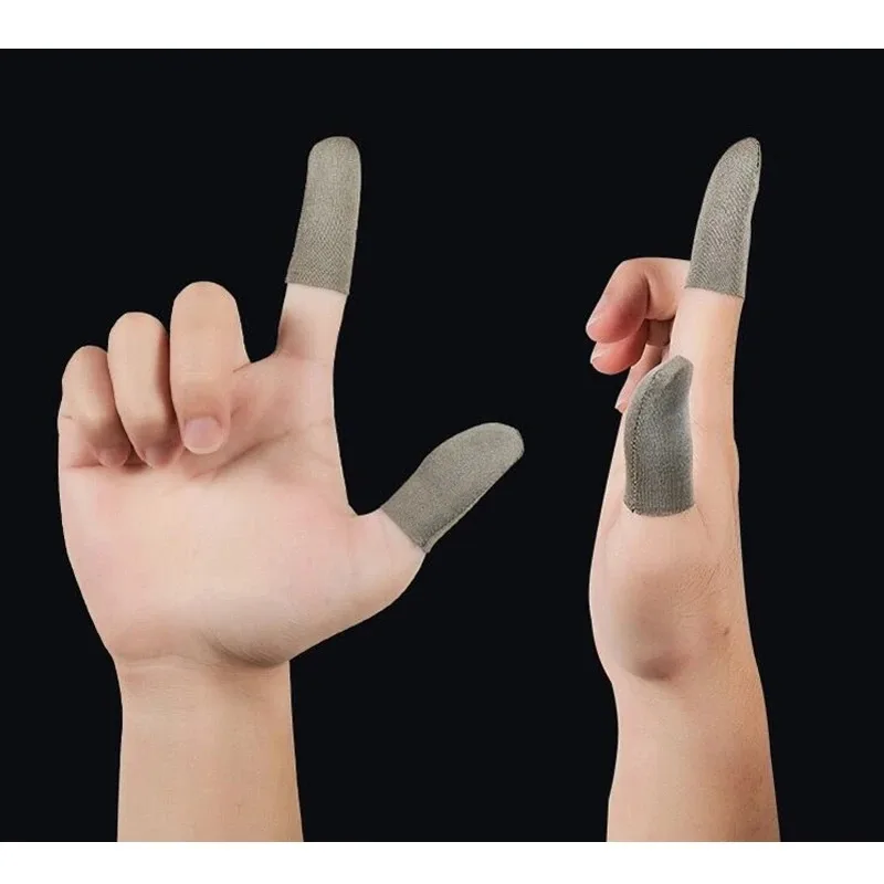 10pcs Mobile Gaming Finger Sleeve Anti-Sweat Finger Sleeve For PUBG Mobile Game Silver Fiber Touchscreen Gamer Thumb Protector