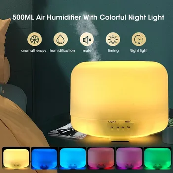 500ML Air Humidifier Essential Oil Diffuser Aroma Diffuser With Colorful Night Lights USB Humidifier Mini-Size Humidifier 1