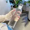 500ml/16.9oz clear white plastic sports water bottle Time marking leak-proof juice milk cup Portable children's school sports cu 4