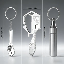 Compact Stainless Steel Multi - Tool Keychain - Versatile Mini Wrench & Bottle Opener (A01)