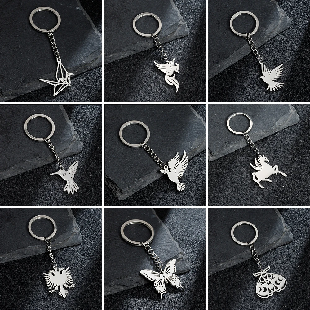 DALANE Stainless Steel Couples Bird Heart Keychain - Valentines Gift For Her, Hypoallergenic Jewelry Key Ring