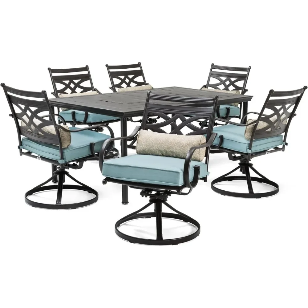 Outdoor Dinings Sets,with 6 Swivel Rockers, Patio Dining Set for All-Weather Patio Furniture for Deck,7-Piece Outdoor Dining Set