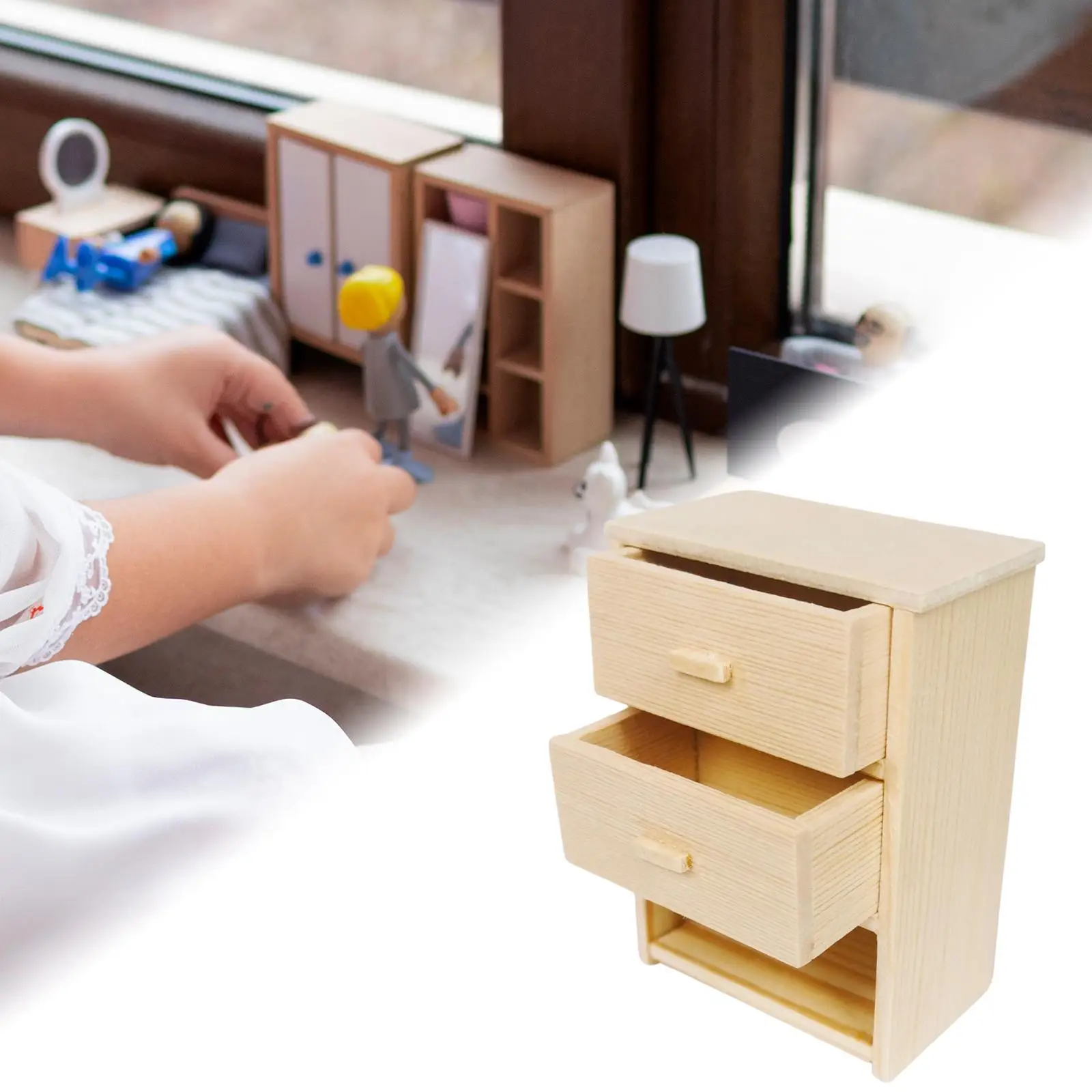 

1:12 Scale Dollhouse Bedside Cabinet Doll Accessories Decoration