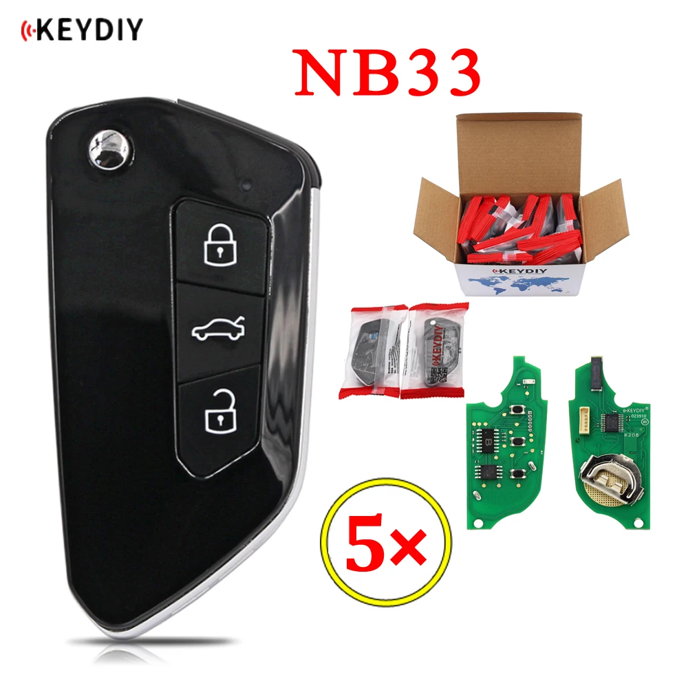 

Универсальный пульт дистанционного управления NB-Series NB33 для KD900 KD-X2 KEYDIY, 3 кнопки дистанционного ключа для ключа в стиле гольфа, 5 шт./партия